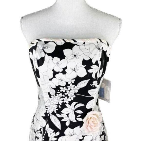 Vintage 1980s Jessica McClintock Floral Strapless Dress Fit & Flare 10 NWT - Picture 2 of 9